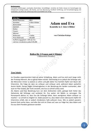 Adam und Eva - mein-Theaterverlag