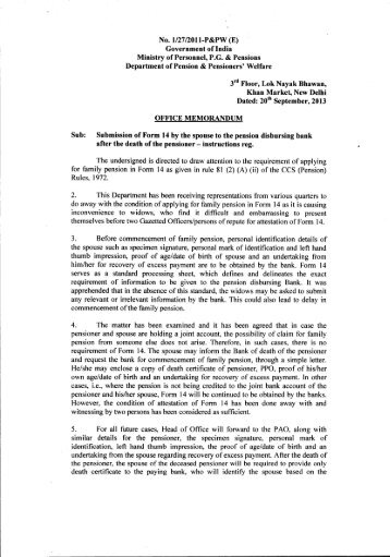 Submission of Form 14 by the spouse to the pension disbursing ...