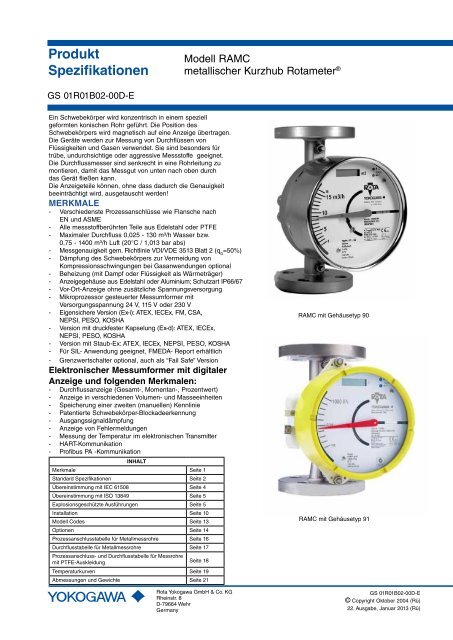 Produkt Spezifikationen - Yokogawa