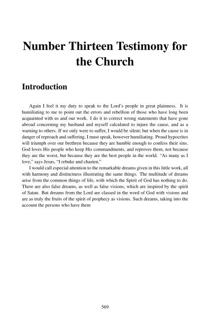 Testimonies for the Church Volume 1 - A New You Ministry