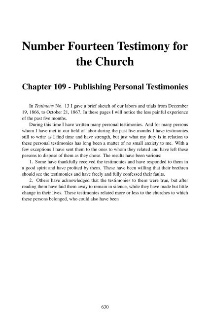 Testimonies for the Church Volume 1 - A New You Ministry