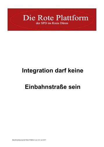 Integration darf keine Einbahnstraße sein - Die Rote Plattform