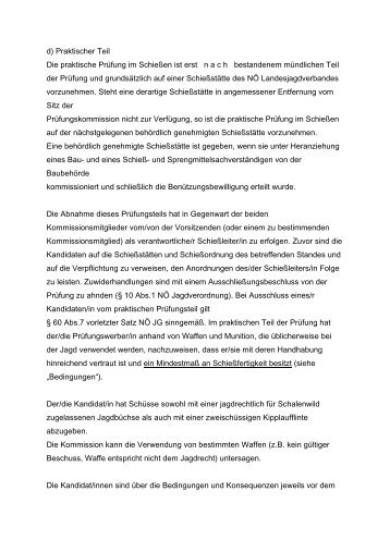 d) Praktischer Teil Die praktische Prüfung im Schießen ist erst nach ...