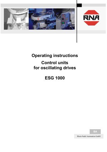 Operating instructions Control units for oscillating drives ESG 1000