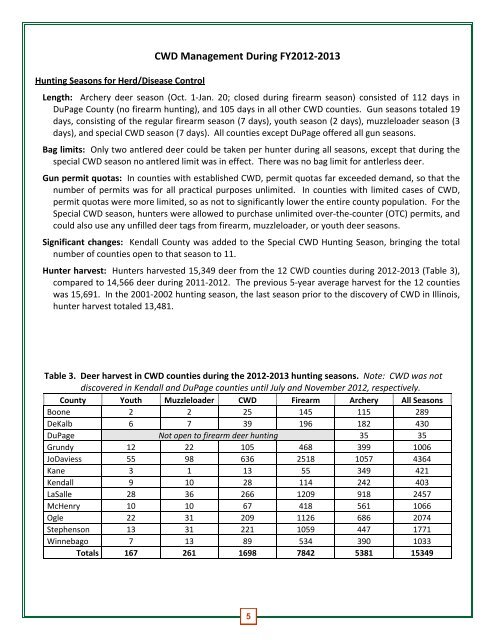 Illinois Chronic Wasting Disease: 2012-2013 Surveillance and ...