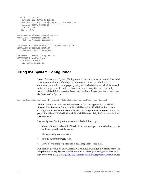 Windchill System Administrator's Guide