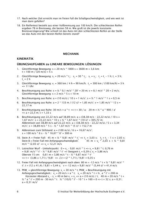 Aufgaben & Lösungen - Institut für Weiterbildung an der Hochschule ...