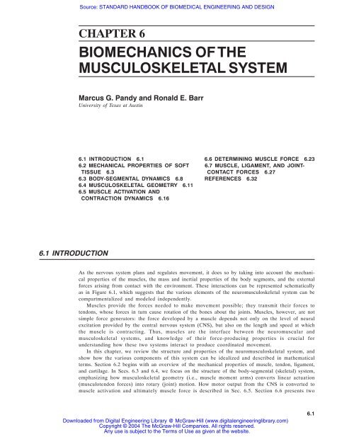 chapter 6 biomechanics of the musculoskeletal system