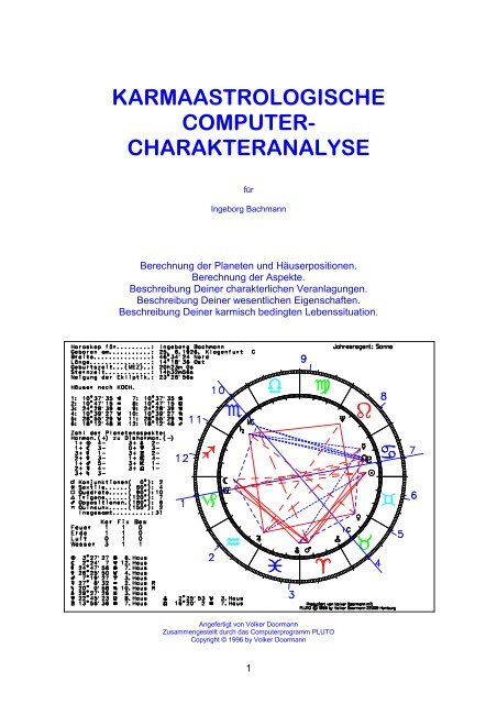 KARMAASTROLOGISCHE COMPUTER- CHARAKTERANALYSE