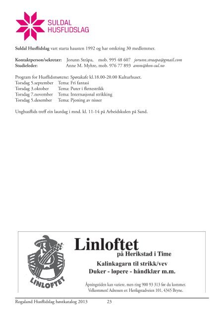 Katalog høsten 2013.pdf - Norges Husflidslag