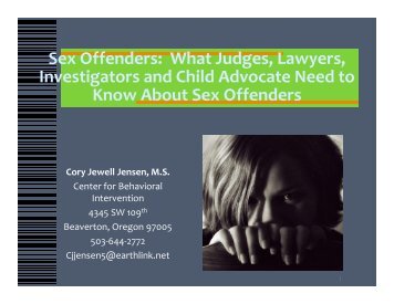 Sex Offenders: What Judges, Lawyers ... - Victim Services