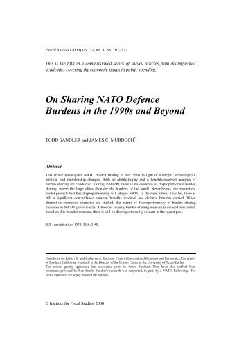 On sharing NATO defence burdens in the 1990s and beyond