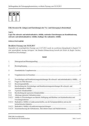 ESK-Stresstest für Anlagen und Einrichtungen der Ver- und ...