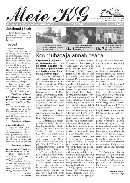 Koolijuhataja annab teada - Nimi