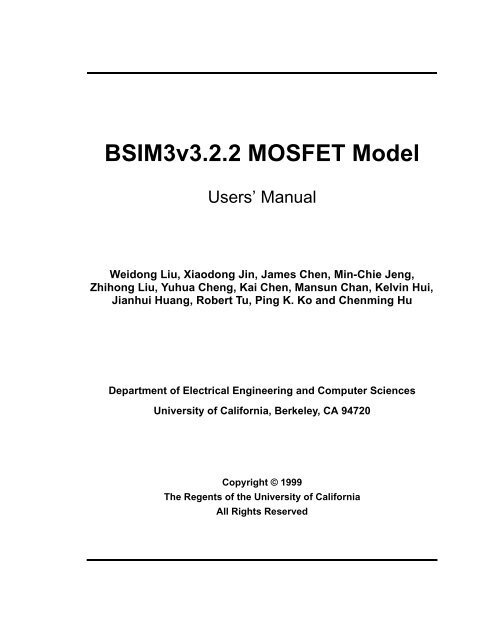 BSIM3v3.2.2 MOSFET Model - The University of Texas at Dallas