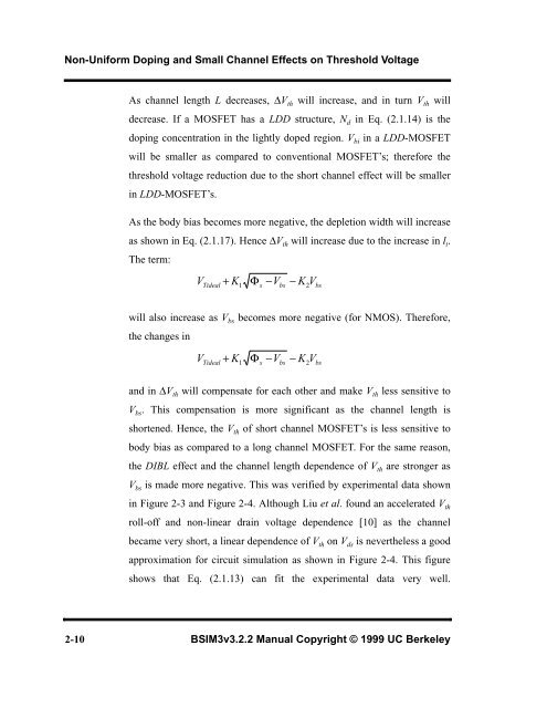 BSIM3v3.2.2 MOSFET Model - The University of Texas at Dallas