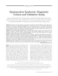 Dysexecutive syndrome: Diagnostic criteria and validation study