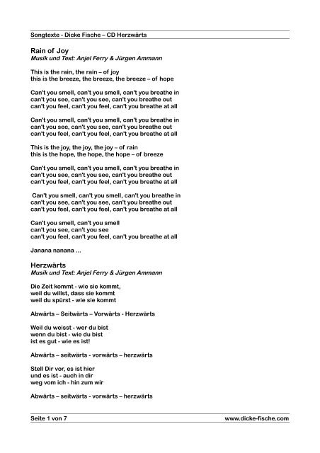 Songtexte als PDF - +++ Dicke Fische