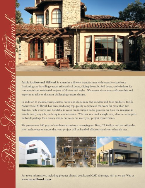 PRODUCT CATALOG - Pacific Architectural Millwork