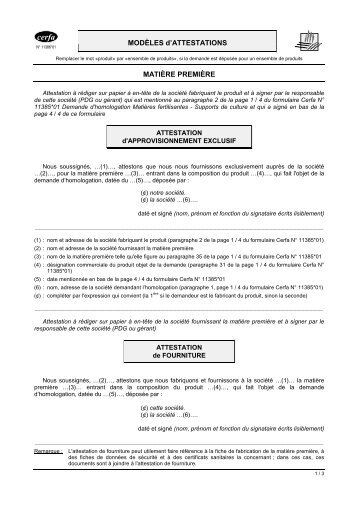 Modèles d'attestations - cerfa n°11386*01