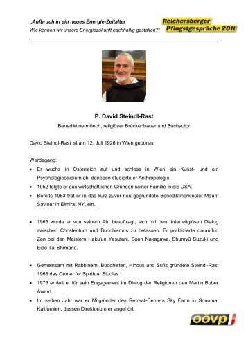 Lebenslauf P. David Steindl-Rast