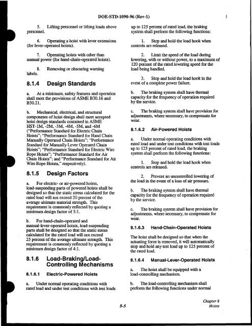 DOE-STD-1090-96, DOE Standard Hoisting and Rigging Manual ...