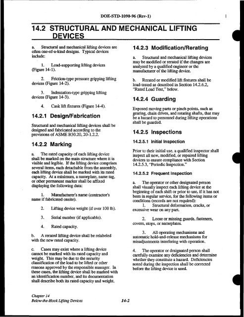 DOE-STD-1090-96, DOE Standard Hoisting and Rigging Manual ...