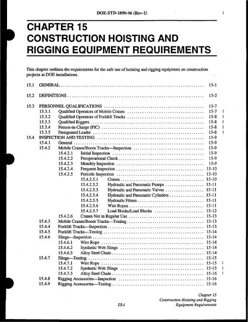 DOE-STD-1090-96, DOE Standard Hoisting and Rigging Manual ...