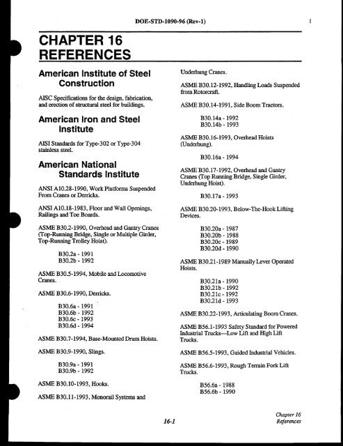 DOE-STD-1090-96, DOE Standard Hoisting and Rigging Manual ...