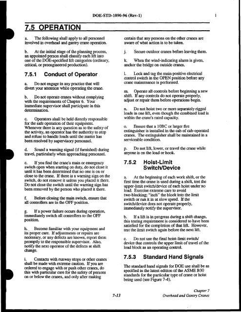 DOE-STD-1090-96, DOE Standard Hoisting and Rigging Manual ...