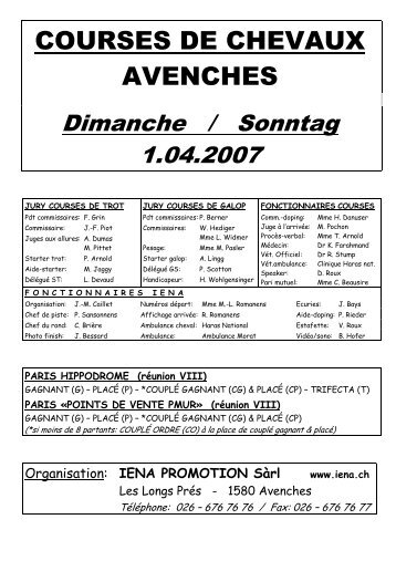 COURSES DE CHEVAUX AVENCHES - Horseracing