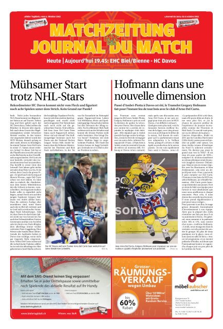 Heute Aujourd'hui 19.45: EHC Biel/Bienne - HC ... - Journal du Jura