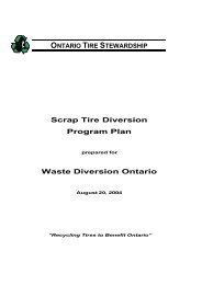 ONTARIO TIRE STEWARDSHIP Scrap Tire Diversion Program Plan ...