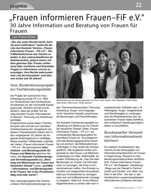 Ausgabe 1/2013 - Frauentreff Brückenhof