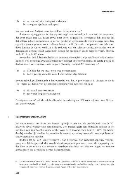 Discussie Werkwoord- plaatsing - Nederlandse Taalkunde