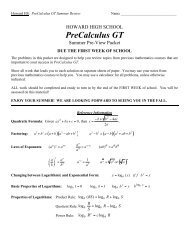 PreCalculus GT - Howard High