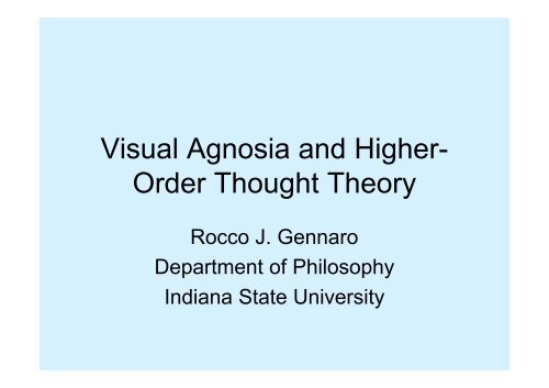 Visual Agnosia and Higher- Order Thought Theory