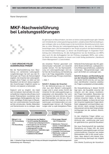 MKF-Nachweisführung bei Leistungsstörungen