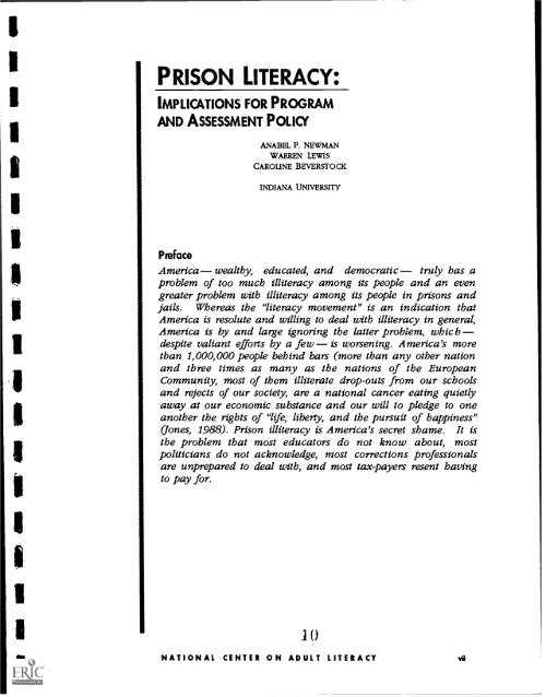 Prison Literacy: Implications for Program and Assessment Policy.