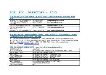 ECB ACO DIRECTORY - 2013