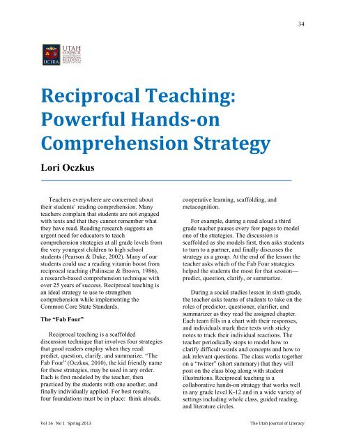 Reciprocal Teaching: Powerful Hands-on Comprehension Strategy