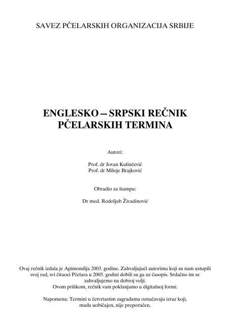 latinica - Savez pčelarskih organizacija Srbije