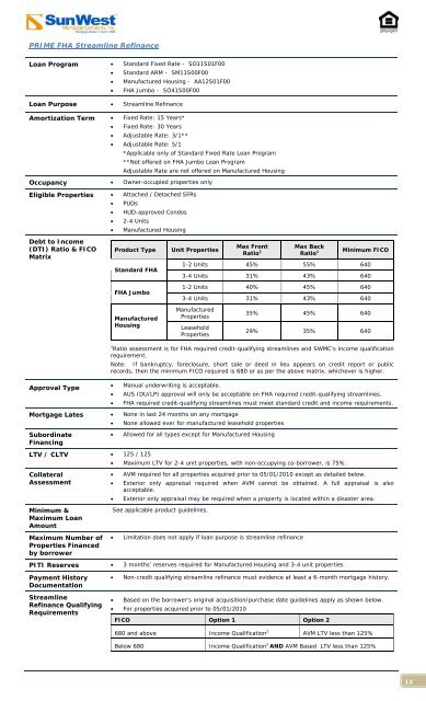 Product Overlay Matrix - SWMC.com - Sun West Mortgage Company ...