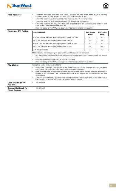 Product Overlay Matrix - SWMC.com - Sun West Mortgage Company ...