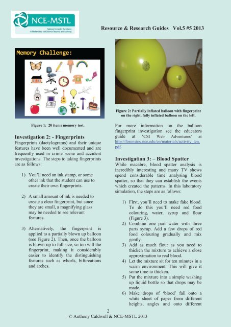 Simple Forensic Science Experiments - NCE-MSTL