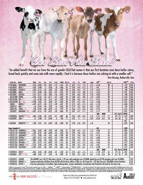 AUGUST - COBA/Select Sires, Inc.