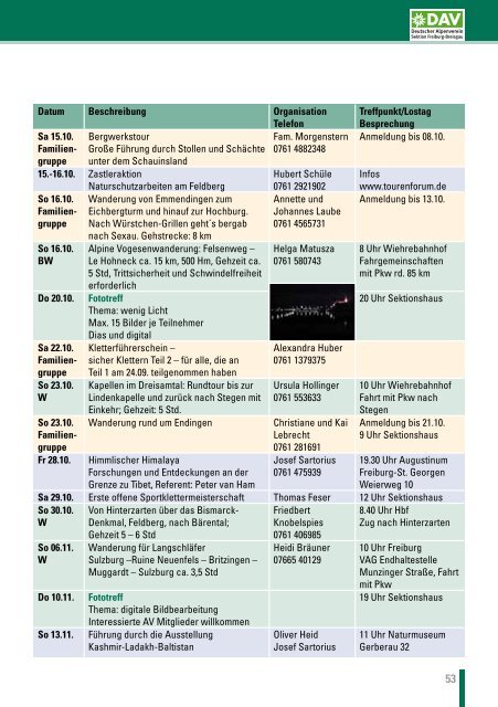 berichte - Deutscher Alpenverein Sektion Freiburg-Breisgau