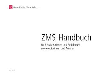 ZMS-Handbuch der UdK Berlin (PDF: 3.0 MB) - Universität der ...