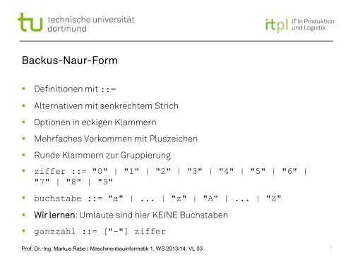 BNF / Algorithmen / Schleifen