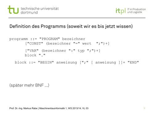 BNF / Algorithmen / Schleifen